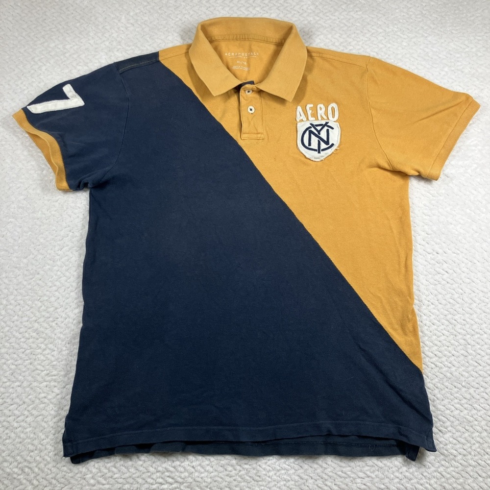 Aeropostale Men's Rugby Polo Shirt Sleeve Patch XL Athletic Y2K Academia Preppy